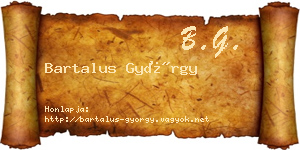 Bartalus György névjegykártya